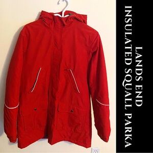 Lands' End Red Squall Parka - Insulated & Waterproof Winter Jacket